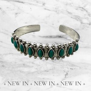 Boho  Silver and Turquoise Women's Cuff